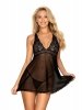 Obsessive Sweetia babydoll i stringi czarna  XL/XXL